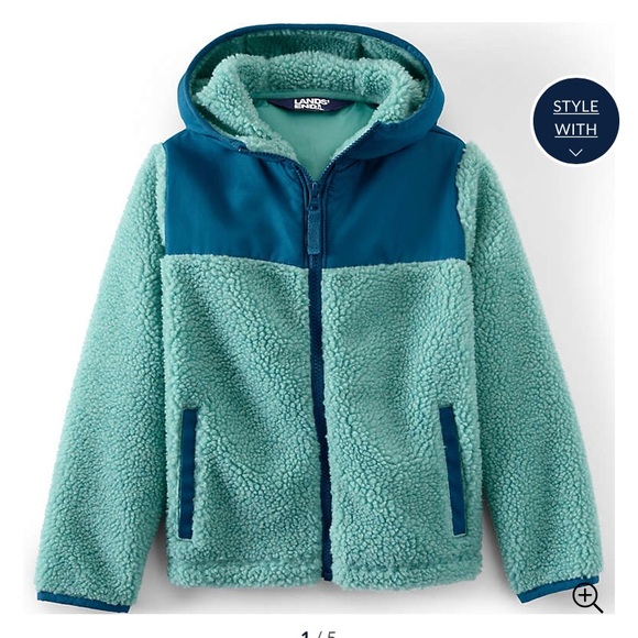 NWT Lands End Kids Sherpa Fleece Hooded Jacket size small - Picture 1 of 10